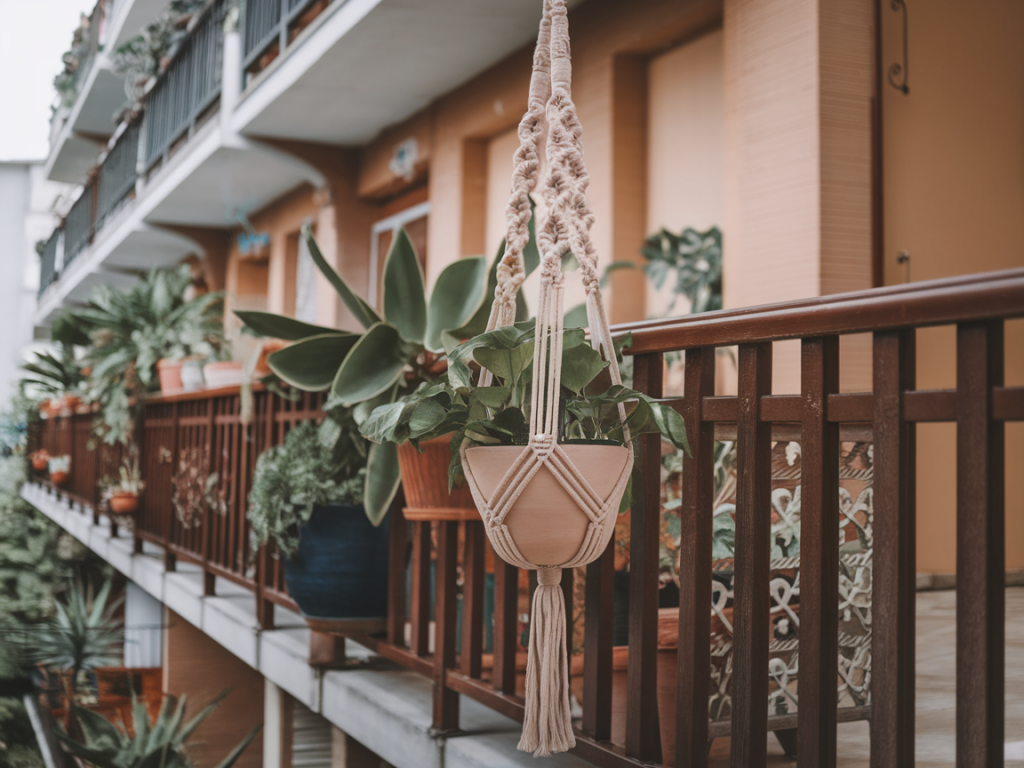 build a macramé plant hanger for tiny balconies with tools you already own