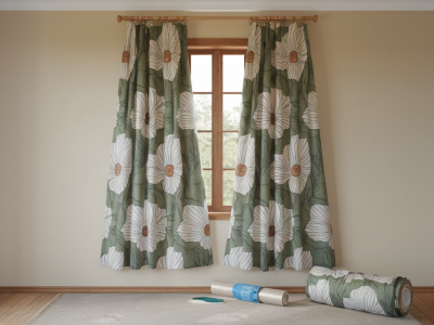 How to make thermal-lined linen curtains for a rented room using thrifted fabric and iron-on tape