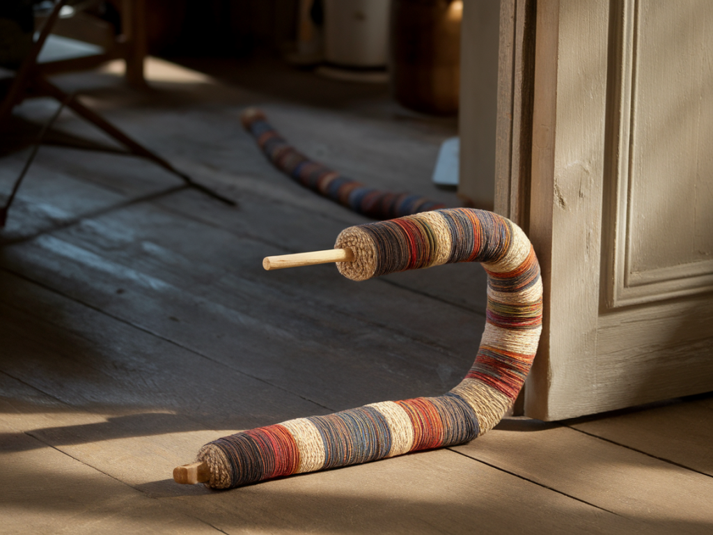 How to make a draught-proof fabric door snake for narrow gaps using recycled wool and rice