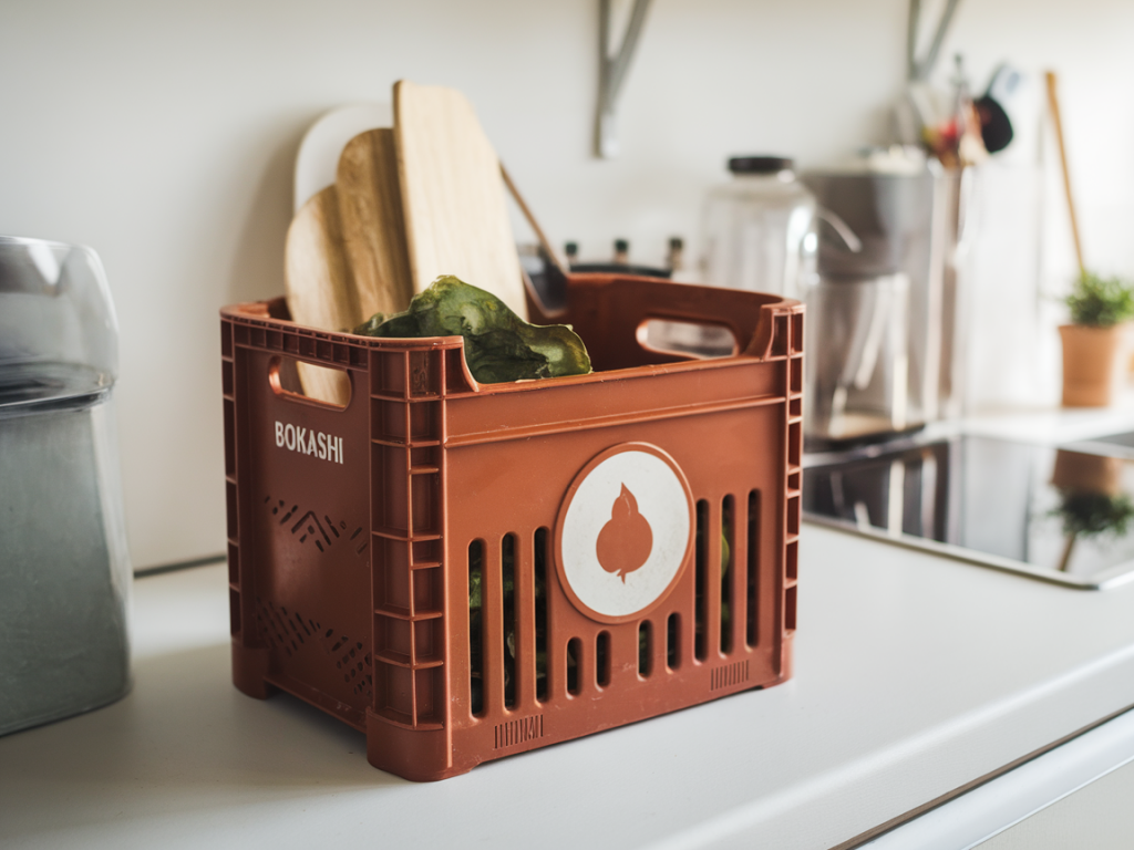 How to build a compact bokashi bin from a milk crate that fits a studio kitchen